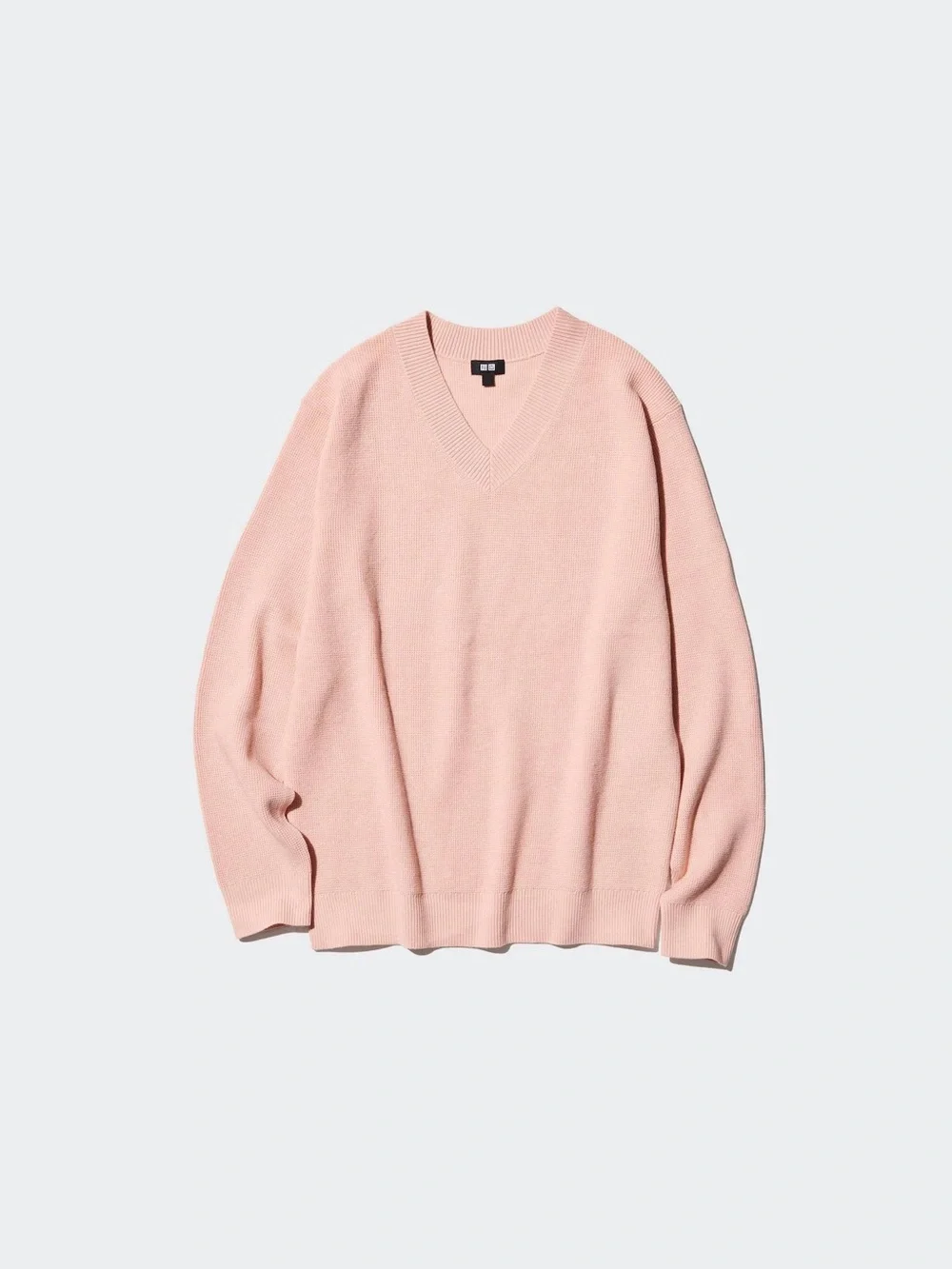 Uniqlo Men's V-Neck Sweater - Pale Pink
